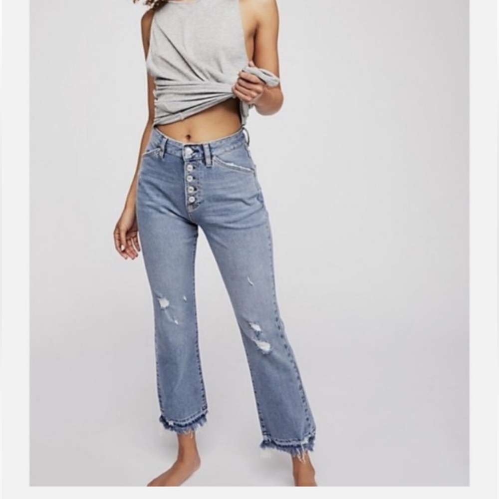 Free People We The Free Dylan Cropped Distressed Jeans